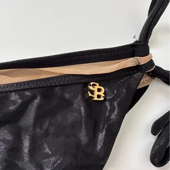 SABZ‎ Swimwear Bruna Black Strappy Bikini Bottom L Tie Side - Picture 5 of 7